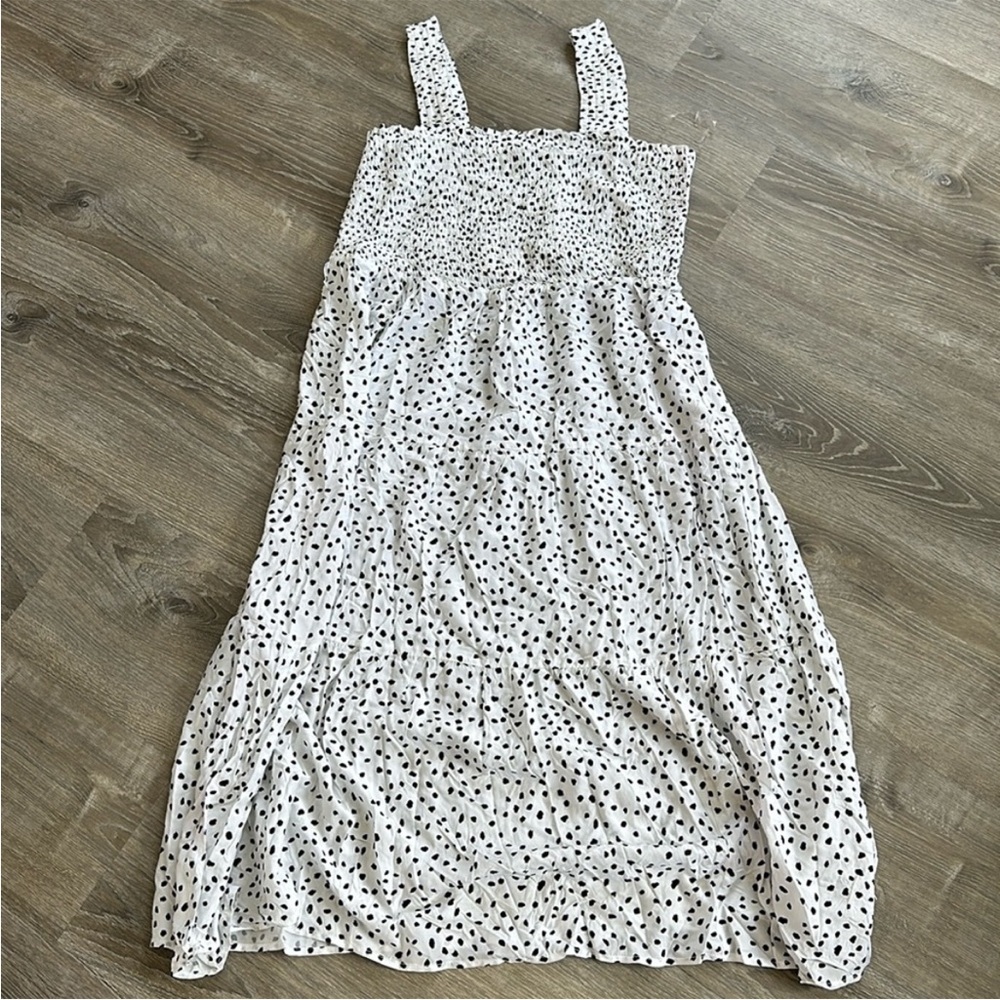 Beach lunch lounge black and white polka dot maxi